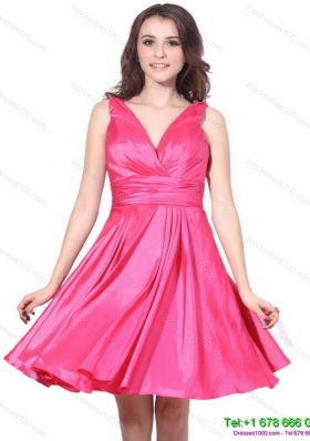 2015 Wonderful V Neck Short Prom Dress with Ruching