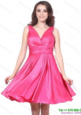 2015 Wonderful V Neck Short Prom Dress with Ruching