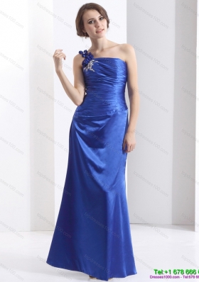 New Style One Shoulder 2015 Prom Dress with Ruching and Beading