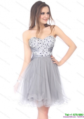 2015 Luxurious Sweetheart Grey Prom Dress with Rhinestones