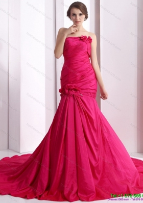 The Brand New 2015 Prom Dress with Hand Made Flowers and Ruching