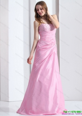 2015 Exclusive Baby Pink Sweetheart Prom Dress with Beading and Ruching
