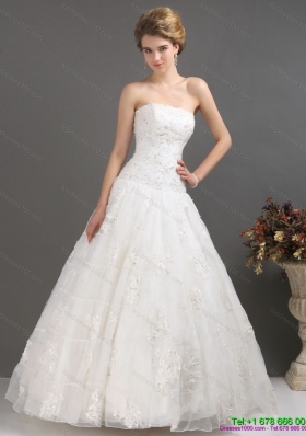 2015 Wonderful Strapless Beach Wedding Dress with Floor length