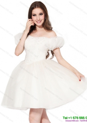 Exquisite 2015 Off the Shoulder Beach Wedding Dress with Ruching and Appliques