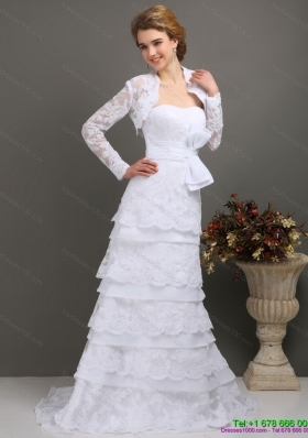 2015 Elegant Sweetheart Wedding Dress with Lace and Bowknot