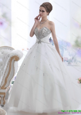 Pretty White Sweetheart Rhinestone Wedding Dresses for 2015