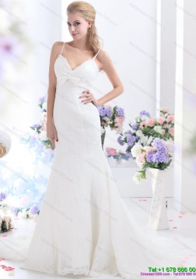 2015 Sophisticated White Wedding Dress with Lace and Bowknot