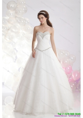 2015 Top Selling Sweetheart A Line Wedding Dress with Beadings