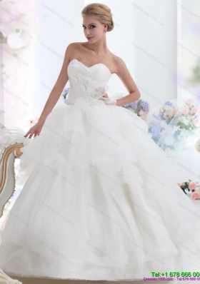 Dynamic 2015 Sweetheart Wedding Dress with Hand Made Flowers