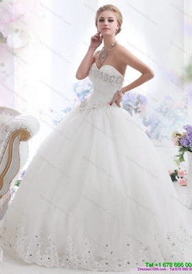 Top Selling Ball Gown White 2015 Wedding Dresses with Rhinestones