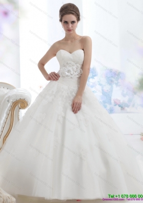 2015 Maternity Sweetheart Wedding Dress with Lace and Hand Made Flowers