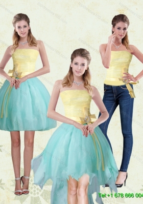 Exclusive Strapless High Low 2015 Detachable Prom Skirts with Bowknot