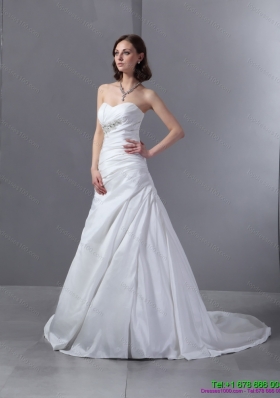 Sophisticated 2015 Sweetheart Appliques and Ruching Wedding Dress