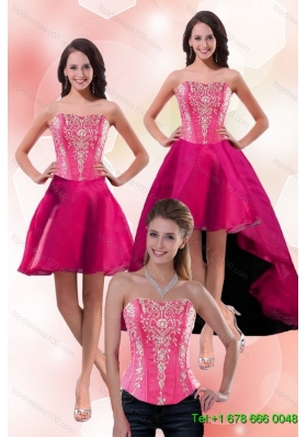 2015 Detachable Gorgeous Strapless Knee Length Prom Skirts with Appliques