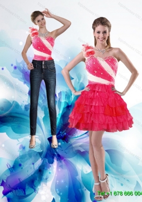 Inexpensive 2015 One Shoulder Detachable Prom Skirts with Hand Made Flowers and Ruffled Layers