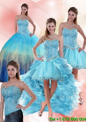 Multi Color Sweetheart Detachable Quinceanera Skirts with Ruffles and Beading