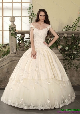 2015 The Super Hot Off The Shoulder Lace Wedding Dress with Floor Length