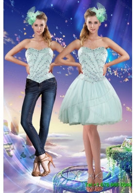 Classical Sweetheart Beading 2015 Detachable Prom Skirts in Apple Green