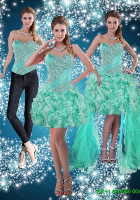 Detachable Apple Green Sweetheart Beading Beautiful Prom Skirts for 2015