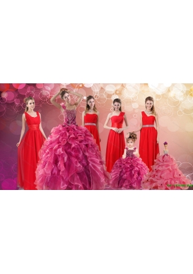 Ruffles One Shoulder Sweet 16 Dress and Red Long Beading Prom Dresses and Ball Gown Straps Beading Little Girl Dress