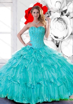 Plus Size Sweetheart 2015 Quinceanera Dresses with Beading and Ruffled Layers