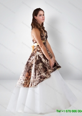 Sturning Ball Gown Halter 2015 Camo Wedding Dresses with Bowknot