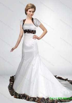 Wonderful Mermaid Strapless Camo Wedding Dresses in Court Train