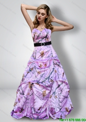 Romantic Sweetheart Camo Prom Dresses with Sash for 2015