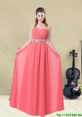 2015 Strapless Beaded Dama Dresses Floor Length