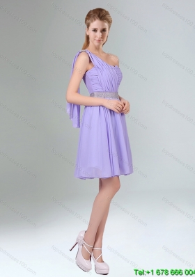 2015 Summer Perfect Beaded and Ruched Short Dama Dress in Lavender