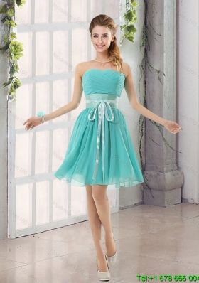 Perfect Belt Ruching Sweetheart A Line Dama Dress for 2015 Summer
