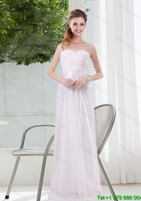 Ruching and Belt Sweetheart Empire White Elegant Dama Dresses