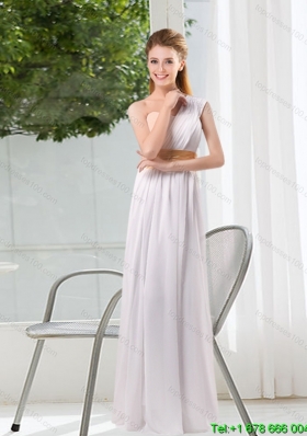 Ruching One Shoulder Empire Perfect Dama Dresses for 2015 Summer