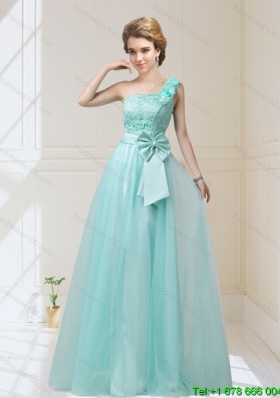 2015 Fall Pretty One Shoulder Dama Dresses with Hand Made Flowers and Bowknot