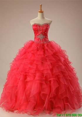 2015 Classical Sweetheart Beaded Quinceanera Dresses with Ruffles