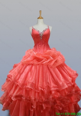 Ruffled Layers Straps Quinceanera Dresses with Beading for 2015