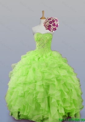 2015 Perfect Sweetheart Beaded Quinceanera Dresses with Ruffles