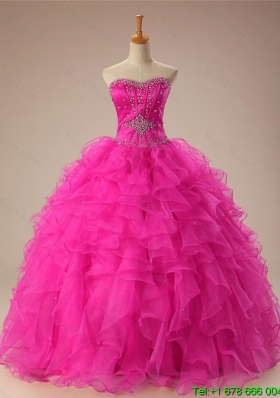 2015 Sexy Sweetheart Ball Gown Sweet 16 Dresses in Hot Pink