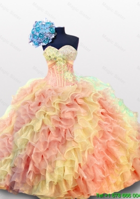 2015 Summer Sexy Sweetheart Quinceanera Dresses with Beading