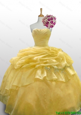 2015 Sweet Ball Gown Quinceanera Dresses with Appliques Layers
