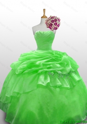 Perfect Strapless Beading Quinceanera Gowns in Spring Green