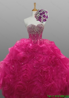 Beading and Rolling Flowers Sweetheart Quinceanera Dresses for 2015
