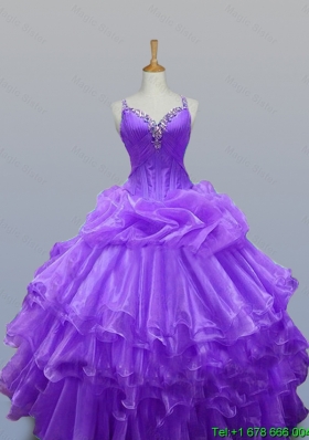 Feminine Straps Quinceanera Dresses with Beading and Ruffled Layers
