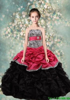 2016 Lovely Strapless Mini Quinceanera Dresses with Zebra and Ruffles