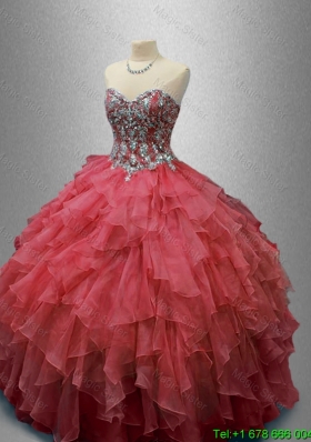 Beautiful Beaded and Ruffles Quinceanera Gowns in Organza