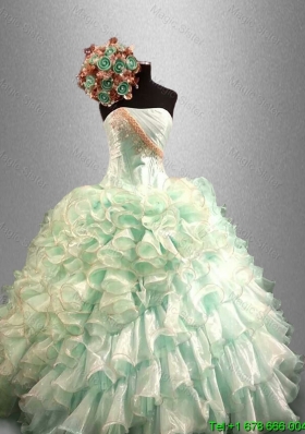 Custom Made 2015 Strapless Quinceanera Dresses with Beading and Ruffles