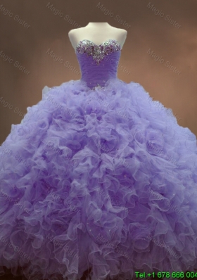 Custom Made Beaded Sweetheart Lavender Sweet 16 Gowns with Ball Gowns