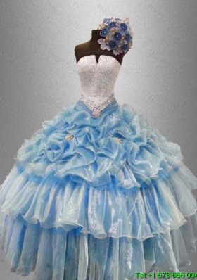 Custom Made Strapless Beaded Quinceanera Gowns with Ruffled Layers