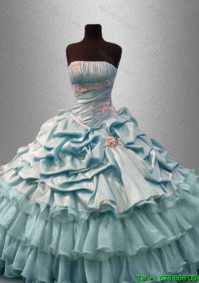 Custom Made Strapless Quinceanera Dresses with Pick Ups and Beading