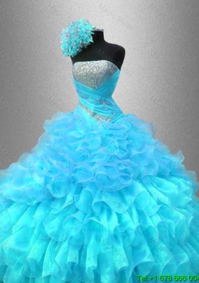 Custom Made Strapless Sequined Sweet 16 Gowns with Ruffles